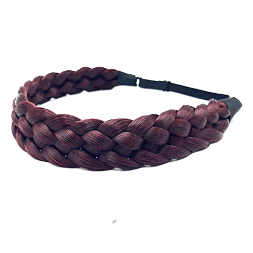 TOECWEGR 5 Strands Synthetic Hair Braided Headband Hairpiece Classic Chunky Wide Plaited Braids ElasticMulti Color Headband Ladies Beauty Hair Accessories …