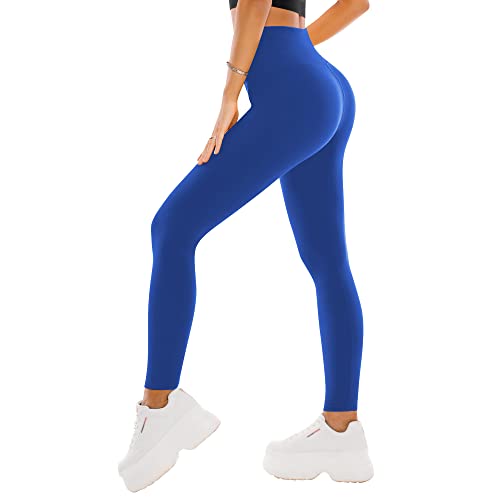 SINOPHANT High Waisted Leggings for Women - Full Length Capri Buttery Soft Yoga Pants for Workout Athletic(Full Royal Blue,S-M)