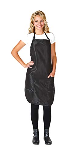 Betty Dain Luminous Salon Stylist Apron, Classic Design, Bottom Zipper Pockets, Adjustable Neck Strap, Lightweight, Water-Resistant Poly Nylon Blend Repels Hair, Easy Care, Black