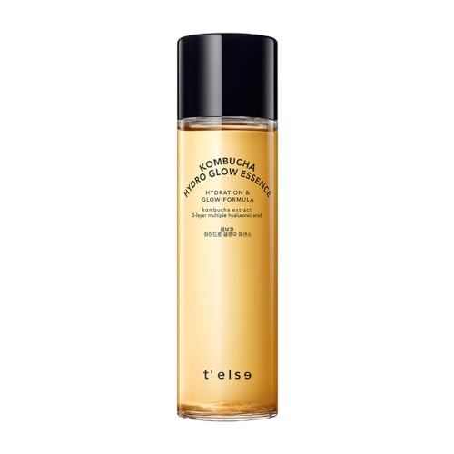 T'else Kombucha Hydro Glow Essence 5.07 fl.oz., Enriched with kombucha and triple hyaluronic acid, Radiant moisturizing essence for smooth and healthy dewy glowing skin, All Skin Type, Korean Skincare