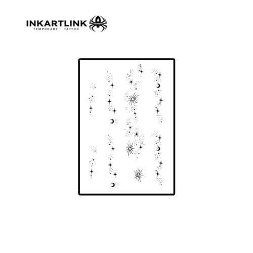 INKARTLINK Temporary Tattoos, Semi Permanent Tattoos, Small-size Tattoos for Women, Waterproof and Anti-reflective, Unique Design (Stars and Moon Shining)