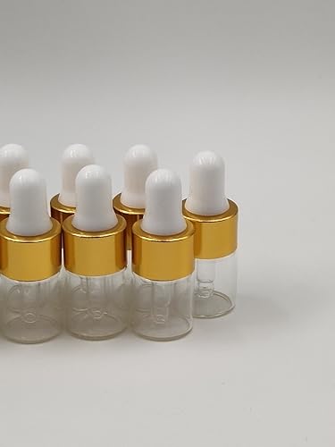 15-Pack Mini Glass Dropper Bottles with Gold Caps