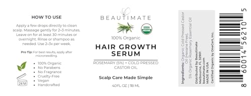 Beautimate Organic Rosemary Hair Growth Serum Kit – 4 oz