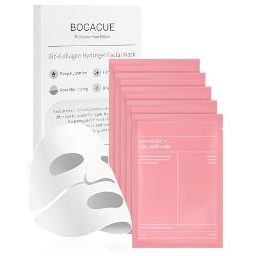 Bio-Collagen Hydrogel Sheet Mask, Overnight Face Mask for Radiant, Glowing Skin, Deep Hydrating & Firming, Pore Minimizing, Boosts Elasticity, Korean Skin Care, 35g x 5ea