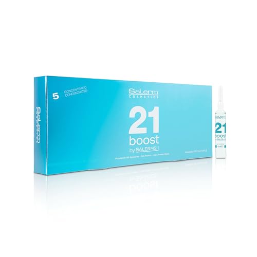 SALERM - Concentrated Hair Mask 21 Boost Hydrating Hair Ampoules - 8 x 13 ml - Repairs Hair - with Heat Protector - Anti-Pollution and Anti-Frizz