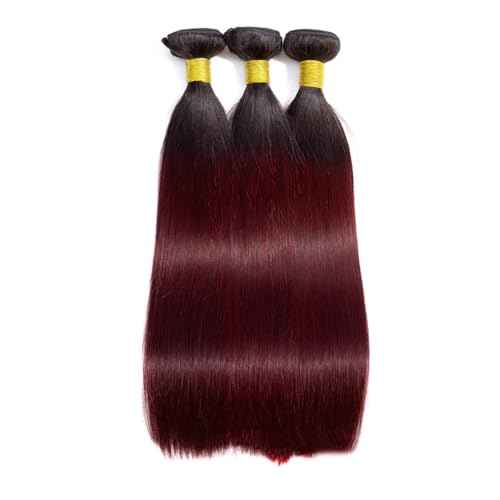 1B99j Bundles Burgundy Straight Human Hair Bundles Brazilian Virgin Human Hair 18 20 22 inch Two Tone Black To Burgundy Bundle Double Weft 1B99j Straight Hair Extensions