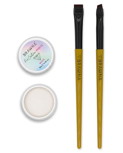 BRAWNA Professional Eyebrow Mapping Kit - White Mapping Paste & Brushes