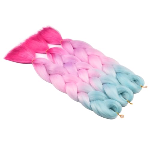 BACANA 4Tone Gradient Rainbow Braiding Hair Extensions 24 Inch for Kids & Adults