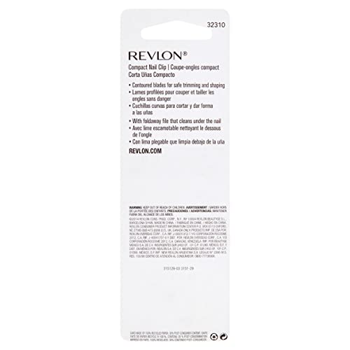 Revlon Compact Nail Clipper - Silver, 1 Count - Travel Grooming Tool