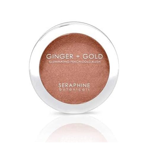 Seraphine Botanicals Ginger + Gold Illuminating Peach Frosting Blush - Vegan Cheek Color 0.11 oz