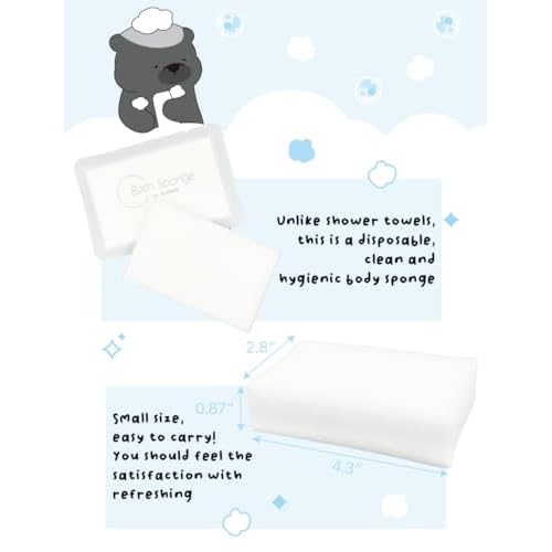 Disposable Bath Sponge White 24Pack / Easy to Carry Anytime, Anywhere/Travel, Camping, Clean Shower Supplies