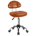 Square Minimalist Swivel Stool with Wheel for Work SPA Shop Massage Height-Adjustable and Cost-Effective Rolling Stool Chair with Back (Orange-Brown)