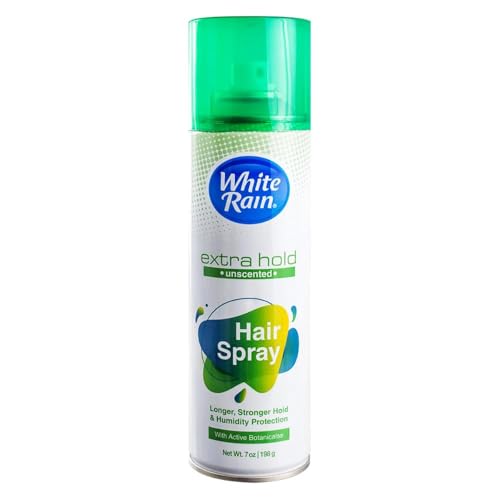 White Rain Hairspray Extra Hold Unscented, 7 oz (Pack of 12), Aerosol Hairspray for Women & Men, Humidity Resistant, Fragrance-Free, Non-Sticky, Finishing Hair Spray Extra Hold for All Hair Types