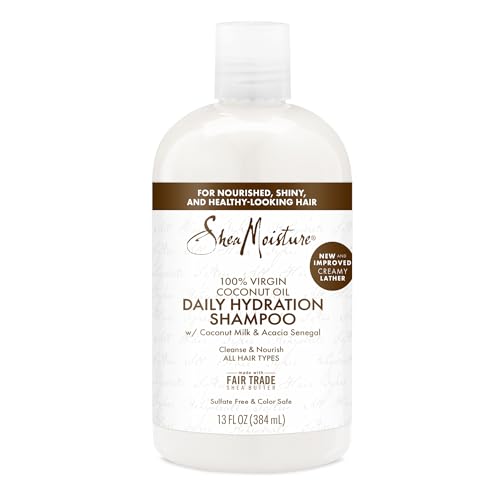 Shea Moisture Daily Hydration Shampoo hair care for all hair types 100% Virgin Coconut Oil with Coconut Oil, Coconut Milk, Acacia Senegal 384 ml