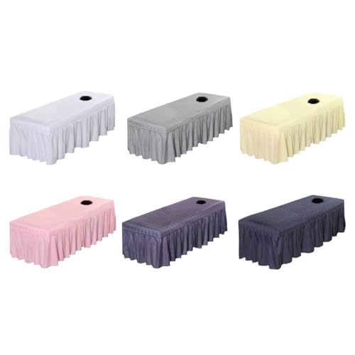 1pcs Solid Beauty Salon Bedskirt ONLY for Salon Massage Table Bed Sheet Bedspread SPA Beauty Bed Sheet Full Cover with Hole, 74.8x31.4inch (Purple)