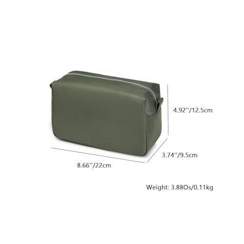 YONBEN Army Green Travel Makeup Bag with Ring Clasp Wristlet - Nylon Compact Organizer