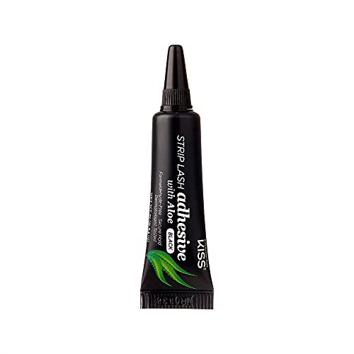 KISS Black Lash Adhesive with Aloe - Latex-Free, Contact Lens Friendly, Secure Hold 0.24oz