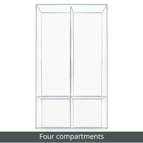 mDesign Plastic Divided Makeup Organizer Holder Tray for Bathroom Drawer, Vanity, Countertop Storage - Cosmetic Organization Holds Palettes, Brushes, Accessories - Lumiere Collection - Clear