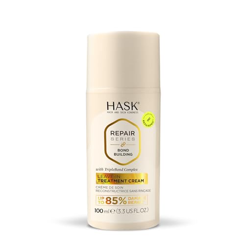 HASK Bond Building Leave-In Treatment Cream with TripleBond Complex & Argan Oil, Repairs Damage, Prevents Breakage, Adds Moisture, Sulfate-Free, Cruelty-Free, Color-Safe ? 3.3 oz