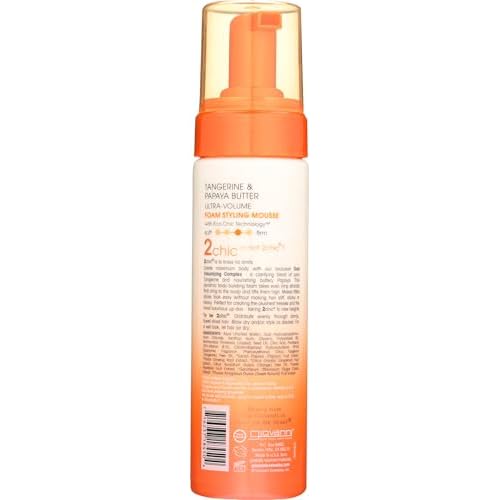 GIOVANNI 2Chic Ultra Volume Mousse for Fine & Thin Hair - Volumizing Hair Foam for Women & Men, Foaming Texture for Defining & Enhancing - Papaya & Tangerine, 7 fl oz (Pack of 1)