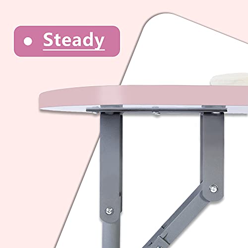 Pink Foldable Manicure Table with Drawer & Client Wrist Cushion - Portable Nail Tech Desk 36-inch