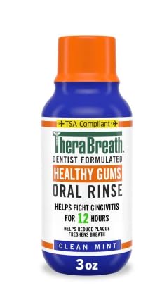 TheraBreath Healthy Gums Mouthwash - Alcohol-Free, Fresh Mint, 1L + Travel Size