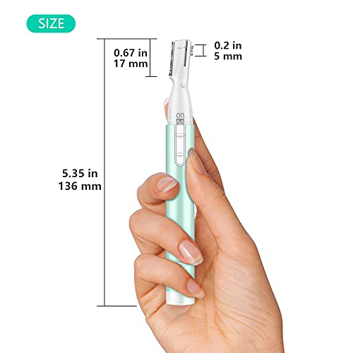 Eyebrow Trimmer for Women, Precision Facial Hair Trimmer for Chin, Lips, Neck, Upper Lip & Cheeks, Battery Operated Dual-Blade Groomer with Comb Attachment, Painless Portable Electric Shaper