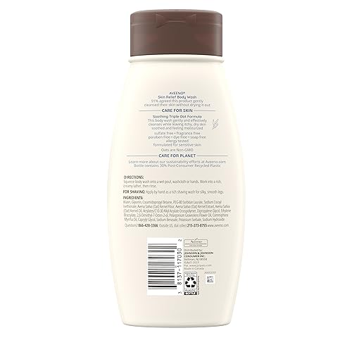 Aveeno Skin Relief Fragrance-Free Body Wash with Triple Oat Formula, Gentle Daily Cleanser for Sensitive Skin Leaves Dry Skin Feeling Moisturized, Sulfate-Free, Twin Pack, 2 x 18 fl. oz