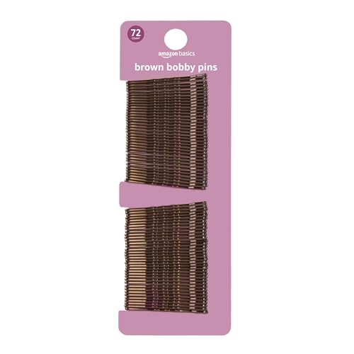 Amazon Basics No Slip Bobby Pins, 72 Count, Brunette Brown – All Hair Types