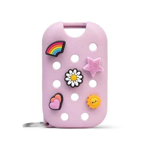 Touchland x Crocs Limited Edition Mist Case 1 Fl. OZ., Stylish Hand Sanitizer Spray Accessory, with 5 Jibbitz Charms and Keyring, Sugarpop Pink Color
