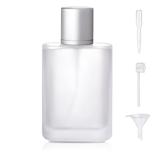 Yerpkefey 100ml Frosted Glass Perfume Spray Bottle with Dispensers - Refillable & Elegant