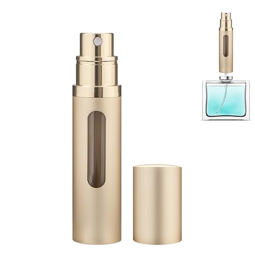 Qavhun 5ml Refillable Perfume Atomizer Travel Bottle - Leakproof Gold