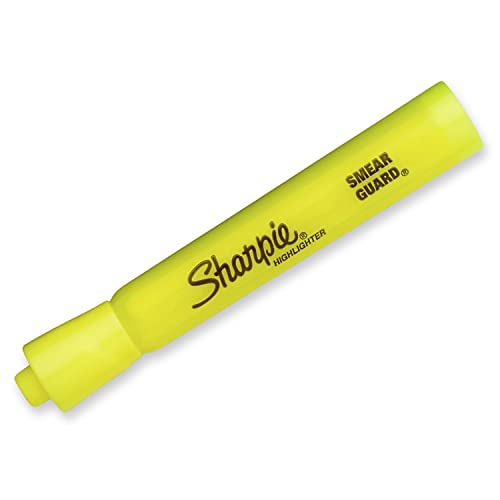 Sharpie Tank Highlighters, Chisel Tip, Fluorescent Yellow, 12 Count