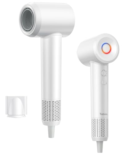 Tailulu White High-Speed Ionic Hair Dryer 160,000 RPM for Fast Drying & Shine