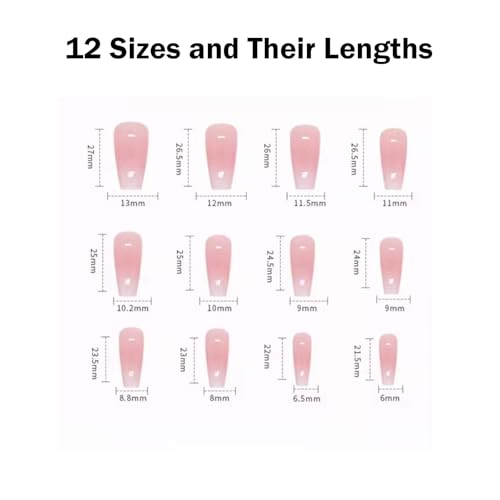 Hkanlre Bling Coffin Press On Nails - Fake Full Cover Gradient Nails for Women & Girls, 24PCS