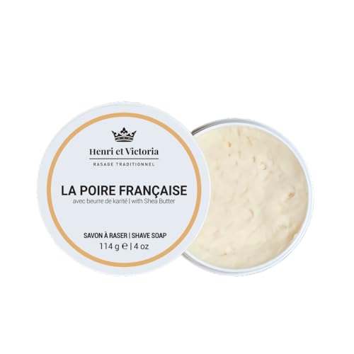 Henri et Victoria Traditional Shaving Soap For Men | La Poire Fran?aise Fragrance | Smooth Shave, Lathers Up Nicely, Long-Lasting Scent | Canadian Made by Skilled Artisan 114 g (4 oz)