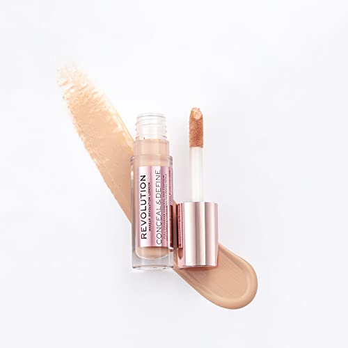 Revolution Beauty, Conceal & Define Concealer, Full Coverage & Lightweight, Long-Lasting Matte Finish, Vegan & Cruelty Free, C9 Medium or Tan Skin Tones, 0.14 Oz.