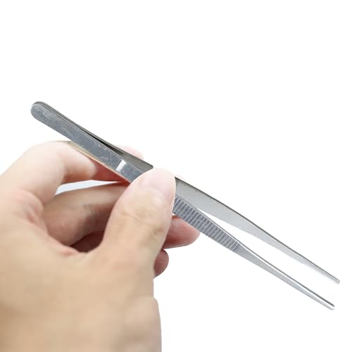 3Pcs 10 Inch Thumb Dressing Forceps, Stainless Steel Multipurpose Tweezer with Serrated Tip, Professional Grade Tissue Tweezers for Medical, Lab, Electronic Repairs and Craft Use