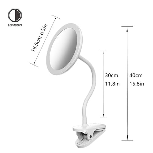 10X Magnifying Clip on Makeup Mirror Gooseneck, 6.5" Vanity Mirror with Light, 2000mAh USB Recharge 360¡Æ Rotating,Clip On Gooseneck Magnifying Vanity Mirror with Light,Travel Makeup Mirror (White 10X)