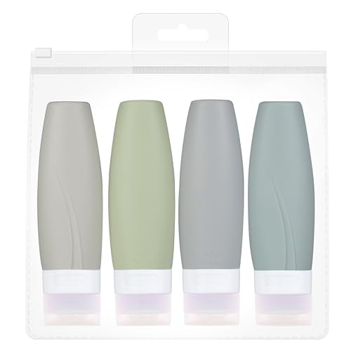 TSA Approved 3oz Silicone Travel Bottles - 4 Pack for Toiletries