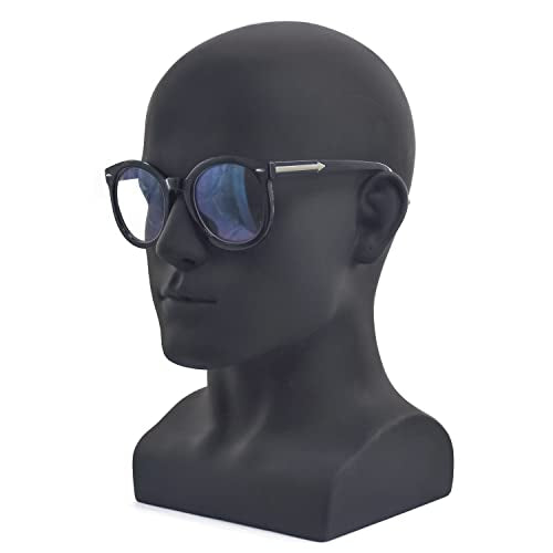Male Mannequin Head 34cm Matte Black Display Stand