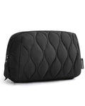 BAGSMART B-Black Travel Makeup Bag, Puffy Padded Cosmetic Organizer with Wide Opening