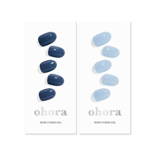 ohora Semi Cured Gel Nail Set of 2 (N Cream Sky & N Cream Indigo) - Professional Salon-Quality Nail Care