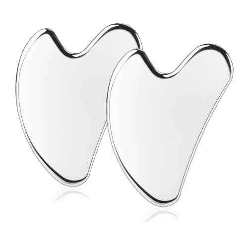 BTYMS Gua Sha Facial Tools, 2 Pcs Heart Shaped Guasha Tool Stainless Steel Face Sculpting Tool