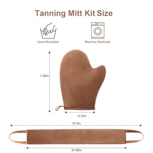 ANSPHIE 2 in 1 Self Tanning Mitt Applicator kit Self Tan Mit Self Tanner Mitt and Back Lotion Applicators for Your Back, Self Tan Mitt, Back Applicator Mitt for Self Tanner, Ultra Soft and Streak Free