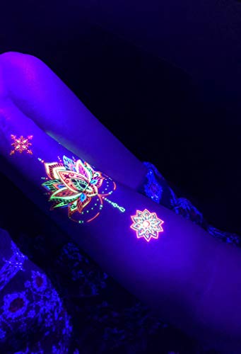UV Glow Temporary Tattoos for Blacklight Parties
