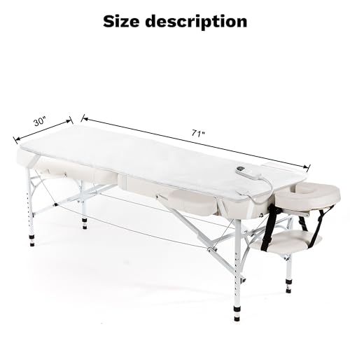 Massage Table Warmer Heating Pad Professional SPA Massage Bed Warmer with 12 Timer & 9 Heat Settings & Overheat Protection for Massage Bed & Spa, Thickened & Soft Fleece, 30" x 71"