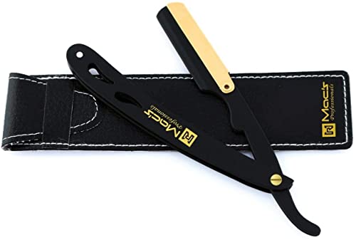 Macs Black & Gold Stainless Steel Straight Razor with Exchangeable Blade