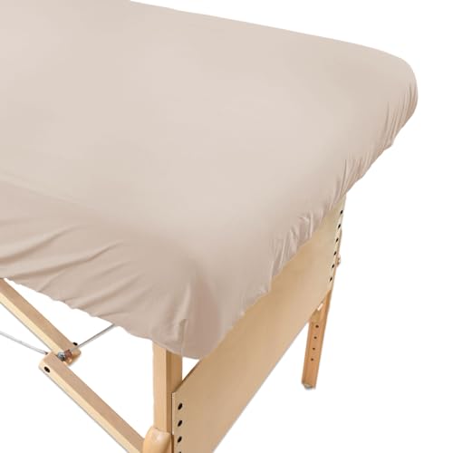 Body Linen Simplicity Poly Cotton Massage Table Fitted Sheets 28-32 Inches - Natural 1 Pack