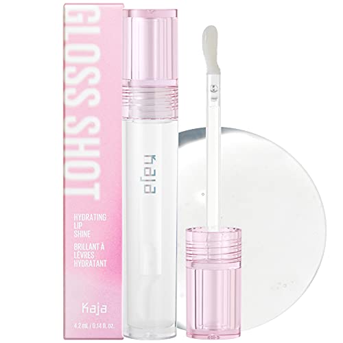 Kaja Lip & Blush Glazed Keychain Stain - Jelly Charm 05 Peach Fizz + Lip Gloss - Gloss Shot 01 Crystal Clear, 0.14 Fl Oz Bundle